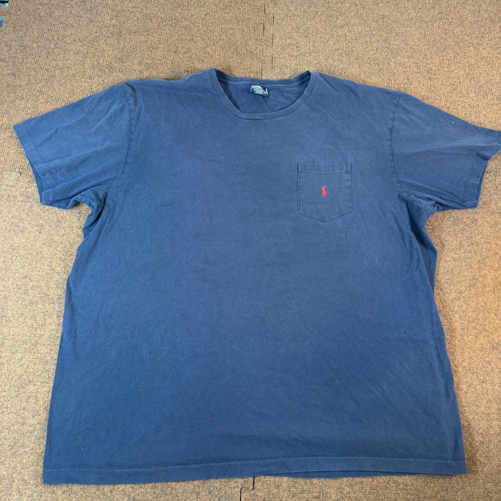 Polo Ralph Lauren Pocket T-Shirt Mens XXL Navy Blue Red Pony Logo Cotton nice